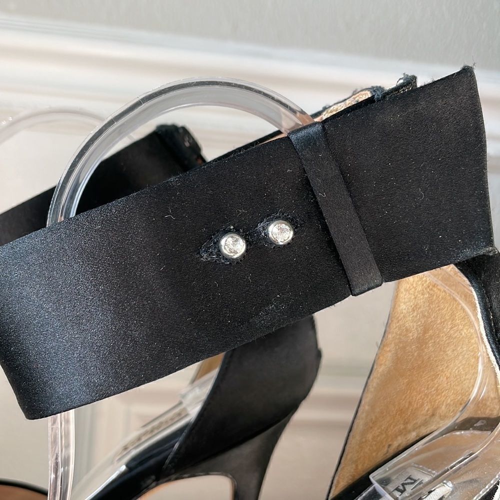 Badgley Mischka Women’s Black w/ Rhinstone Button Stiletto KASSIE HEELS SZ 10 - Picture 4 of 12